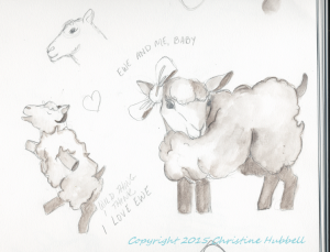 Sketchbook images of cartoon sheep